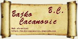 Bajko Cacanović vizit kartica